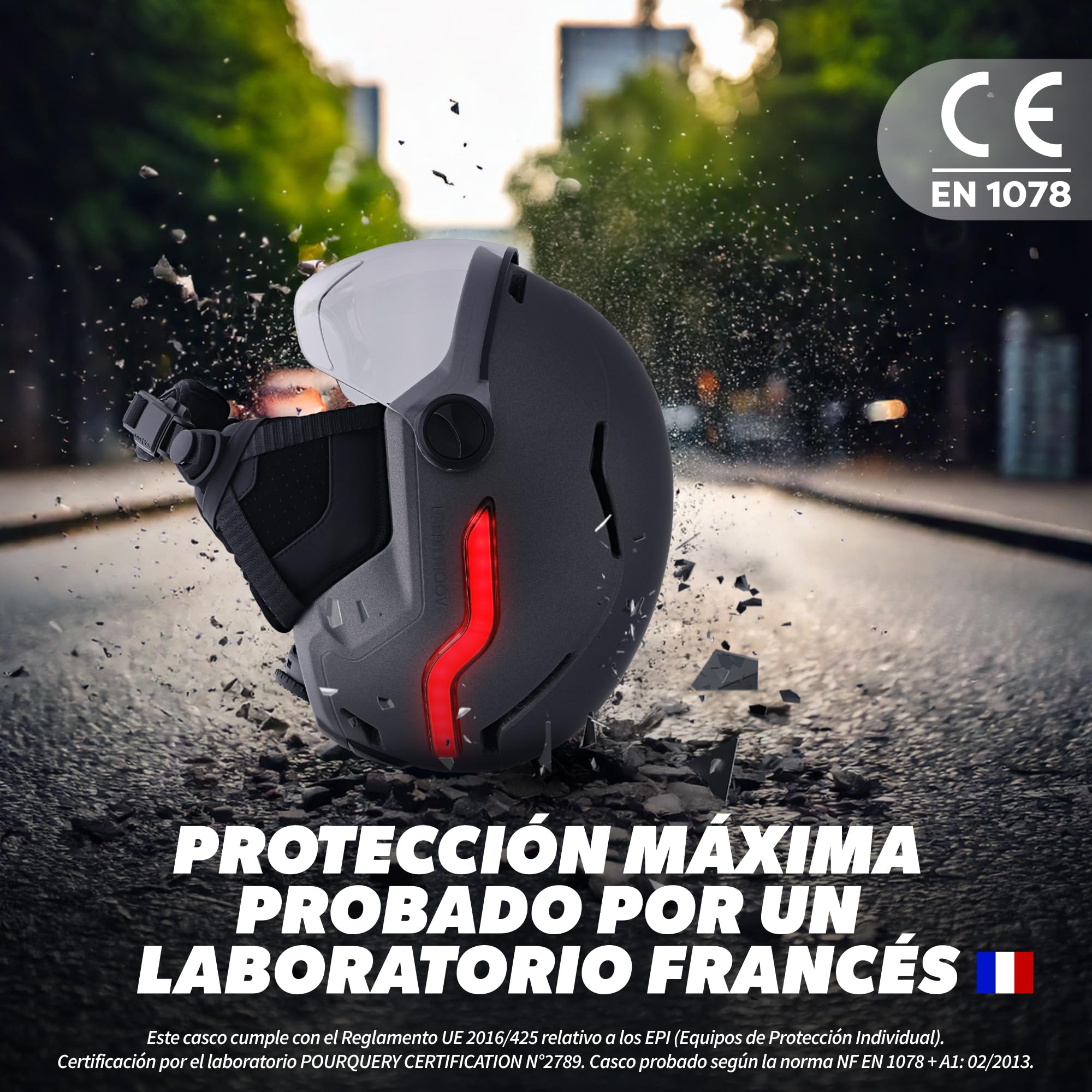 T'nB Vizion - Casco de bicicleta y patinete eléctrico para hombre y mujer, LED conectados, intermitentes a distancia, visera antirrayos UV, batería USB-C, talla M (circunferencia de la cabeza 55-58 cm