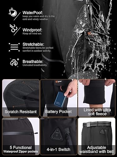 Miniatura 4 de Heated Pants with 20000mAh Battery Pack Electric Heated Snow Hiking Pants Winter Softshell Outdoor Trousers