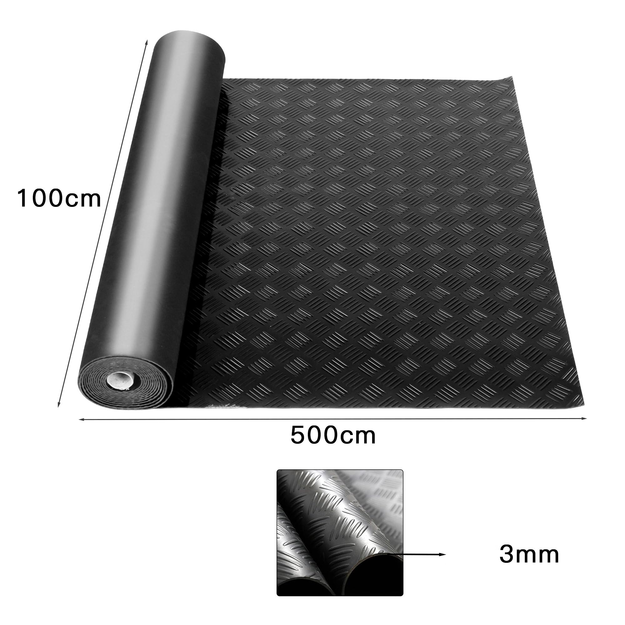 Nisorpa Gummimatten 500cm x 100cm Gummimatte Meterware 3mm Dicke Gummimatten Boden Bodenmatte Schutzmatte Gummiläufer Antirutschmatte Bodenschutzmatte Gummi Matte für Keller, Werkstatt, Garage