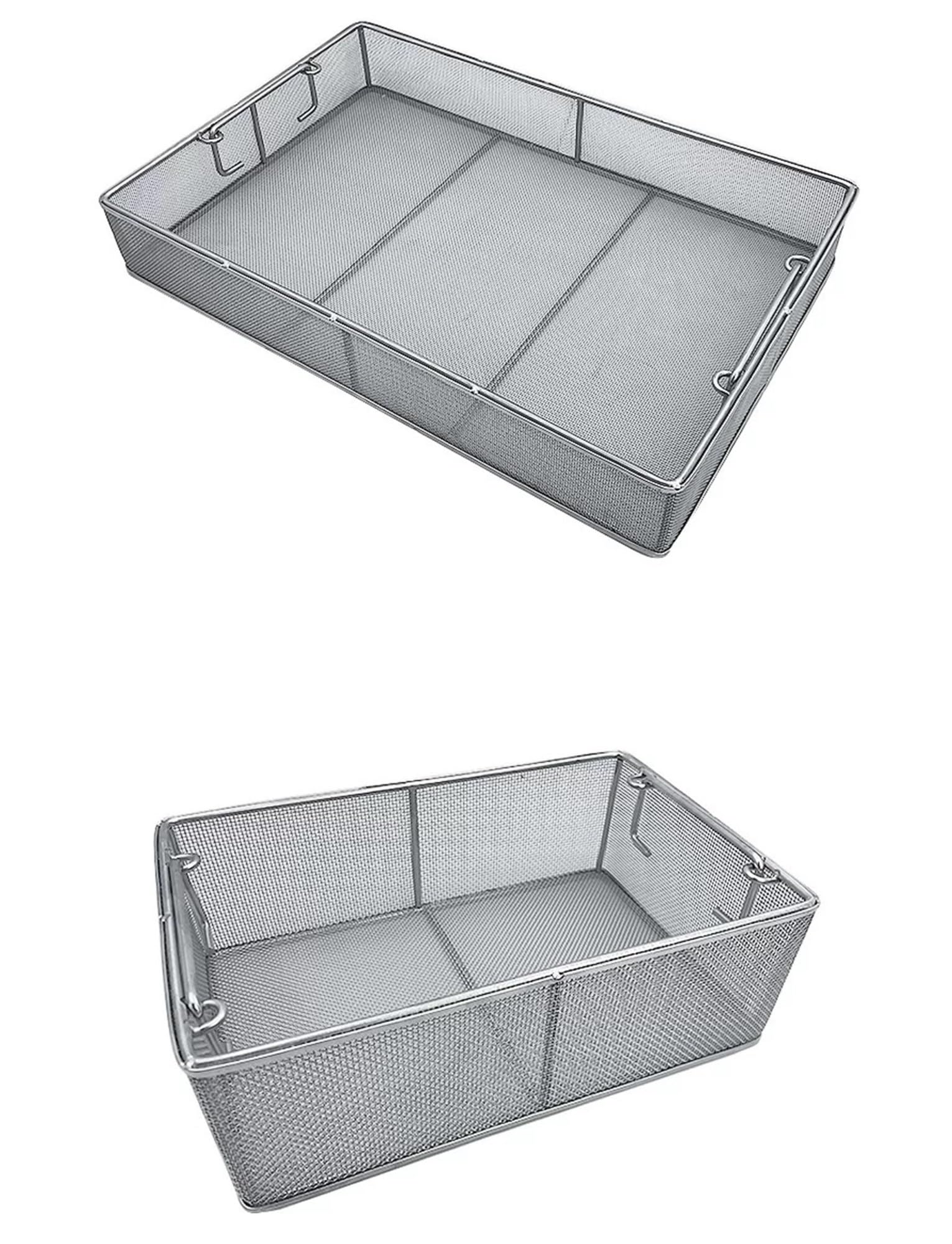 Cestino per sterilizzazione in acciaio inox 304 resistente, vassoio per strumenti chirurgici e contenitore medico per strumenti dentali, design a rete di precisione (60 x 40 x 20 cm)