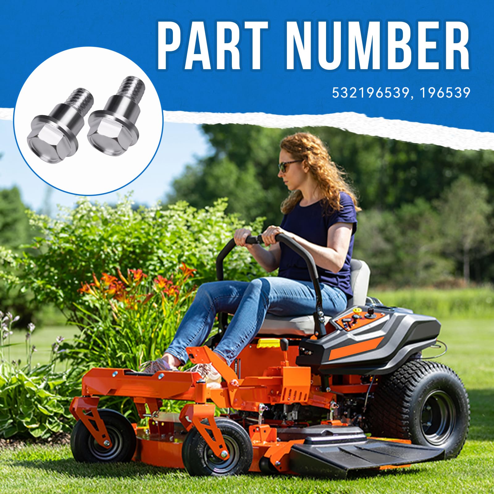 532196539 Perno de hombro compatible con Husqvarna 2042LS 2348LS LGT2654 LTH18538 TC38