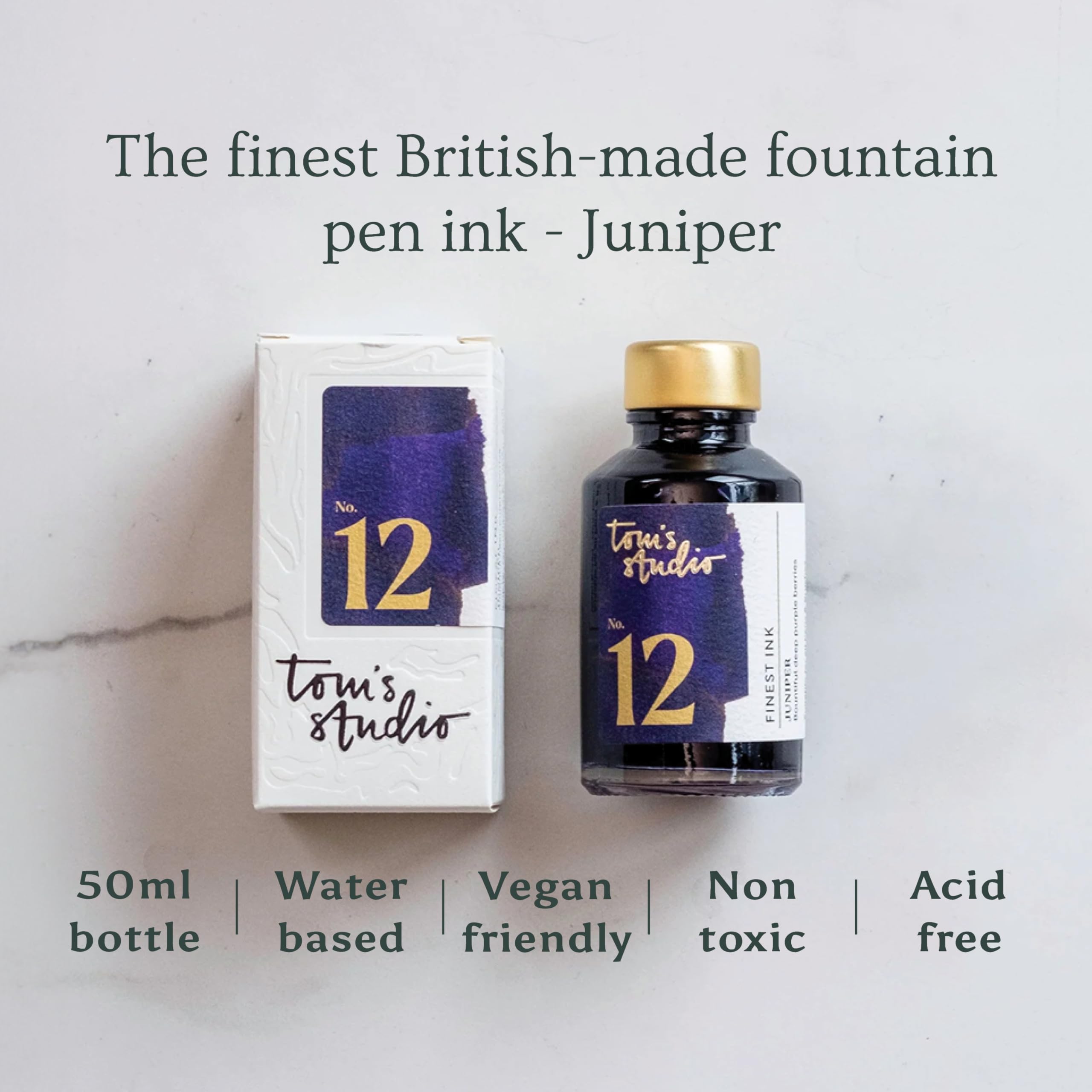 Tom's Studio British Made Fountain Pen Ink (50ml, Juniper Purple Ink), 50 ml - Image 2