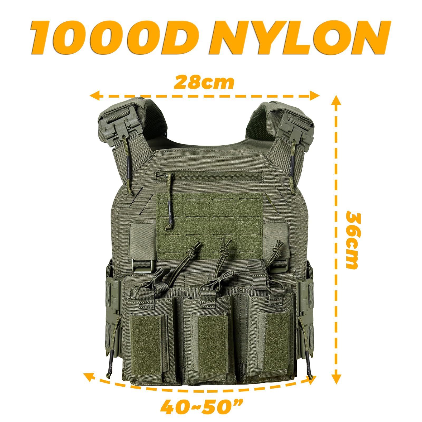 Taktischer Plattenträger Taktische Weste 1000D Nylon mit 556 Magazintasche Leichte Schutzweste Schnellverschlusssystem MOLLE Kompatibler Plate Carrier für Paintball