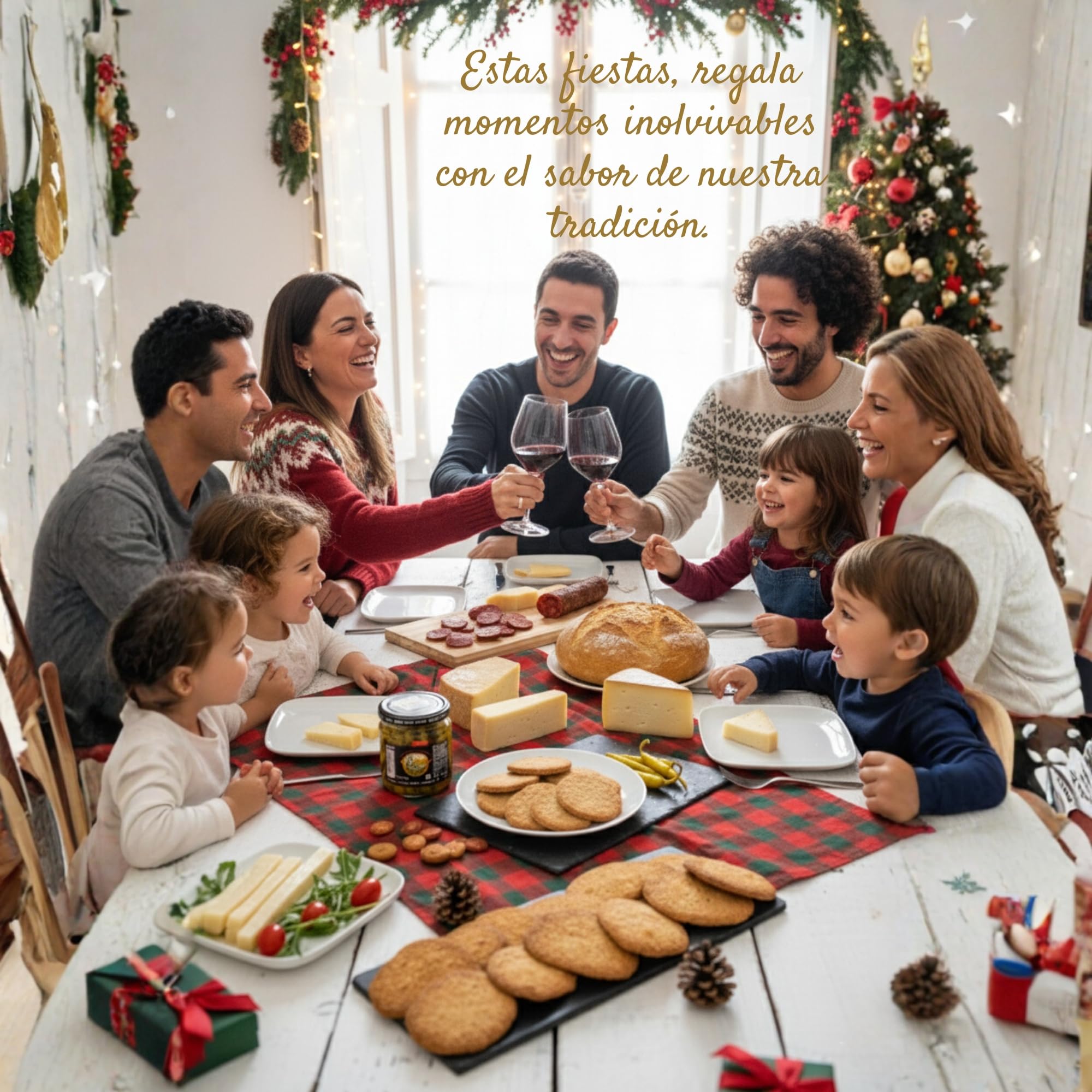 THE BASQUE gourmet- Lote para Regalar -Cesta Navidad de Productos de Euskal Herria - Queso Idiazabal, Pate, Chorizo, Espárragos de Navarra, Pimientos del Piquillo