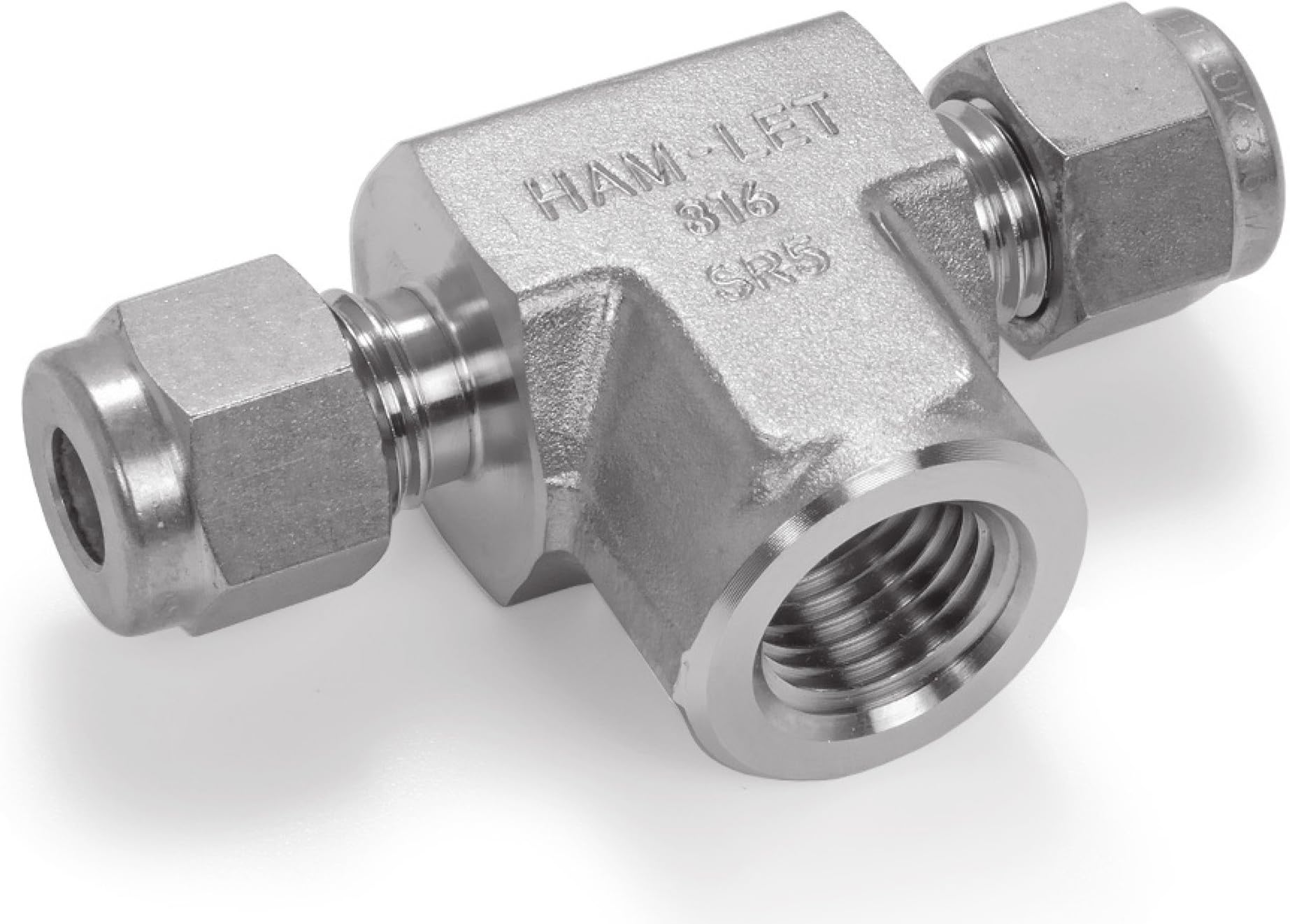Ham-Let 3002338 Stainless Steel 316 Let-Lok Compression Fitting, Tee, 1/4" Tube OD x 1/4" Tube OD x 1/4" NPT Female
