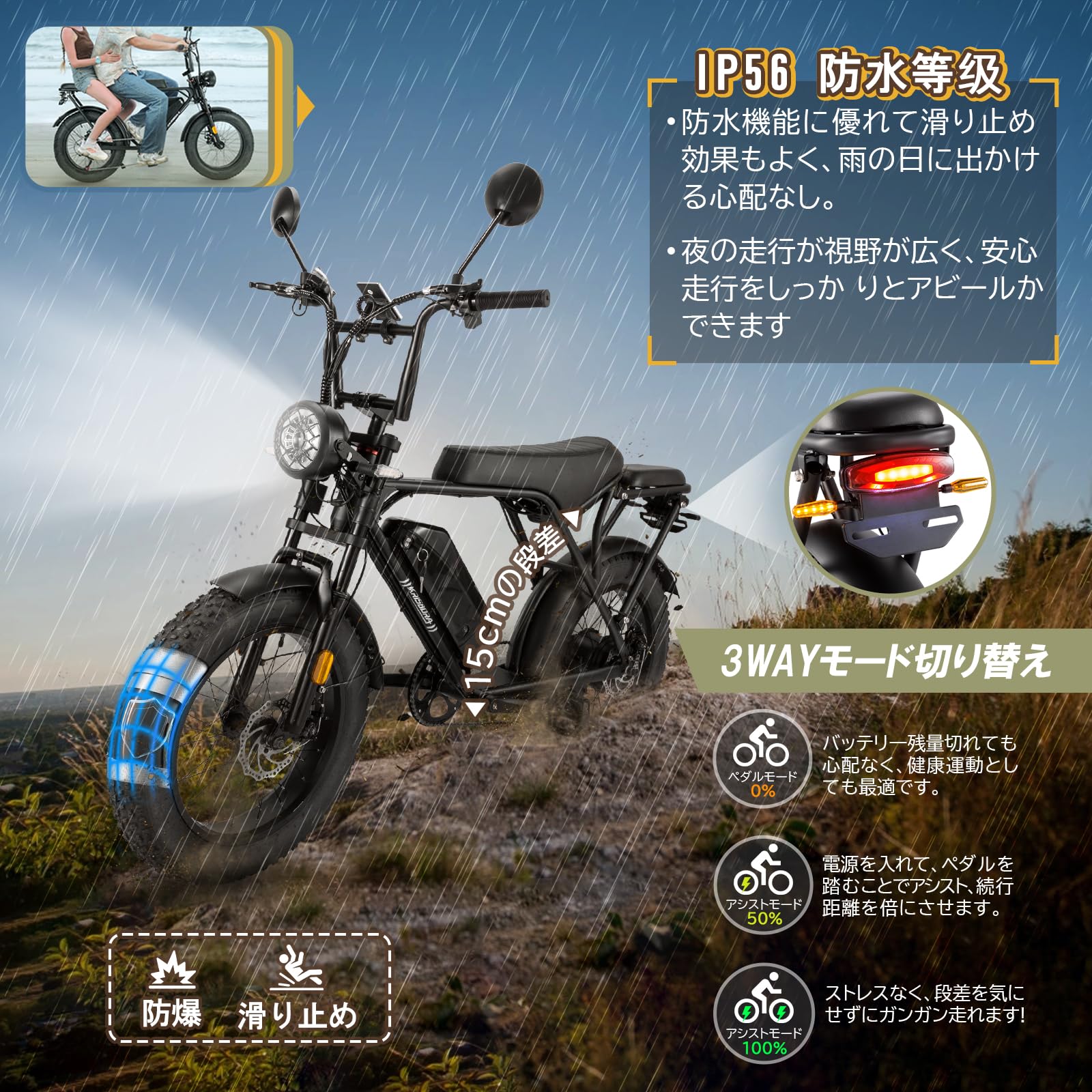 Krisbora 電動自転車 Amazon | Krisbora 電動アシスト自転車 20インチ 極太タイヤ