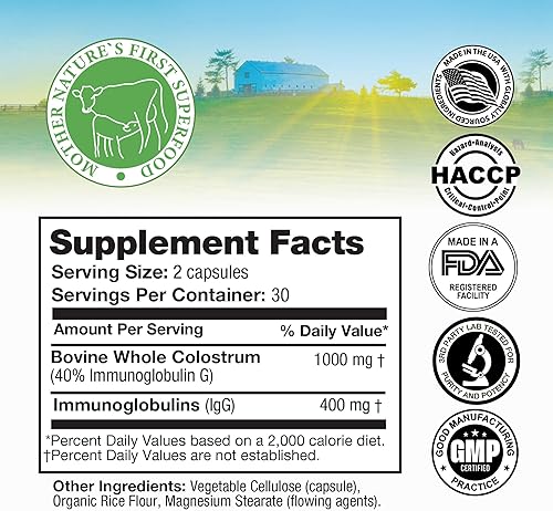 Miniatura 2 de FeelGood Superfoods Cápsulas de calostro bovino, de origen ético, 60 cápsulas - 0.07 oz diarios - Calostro procesado en las primeras 24 horas -