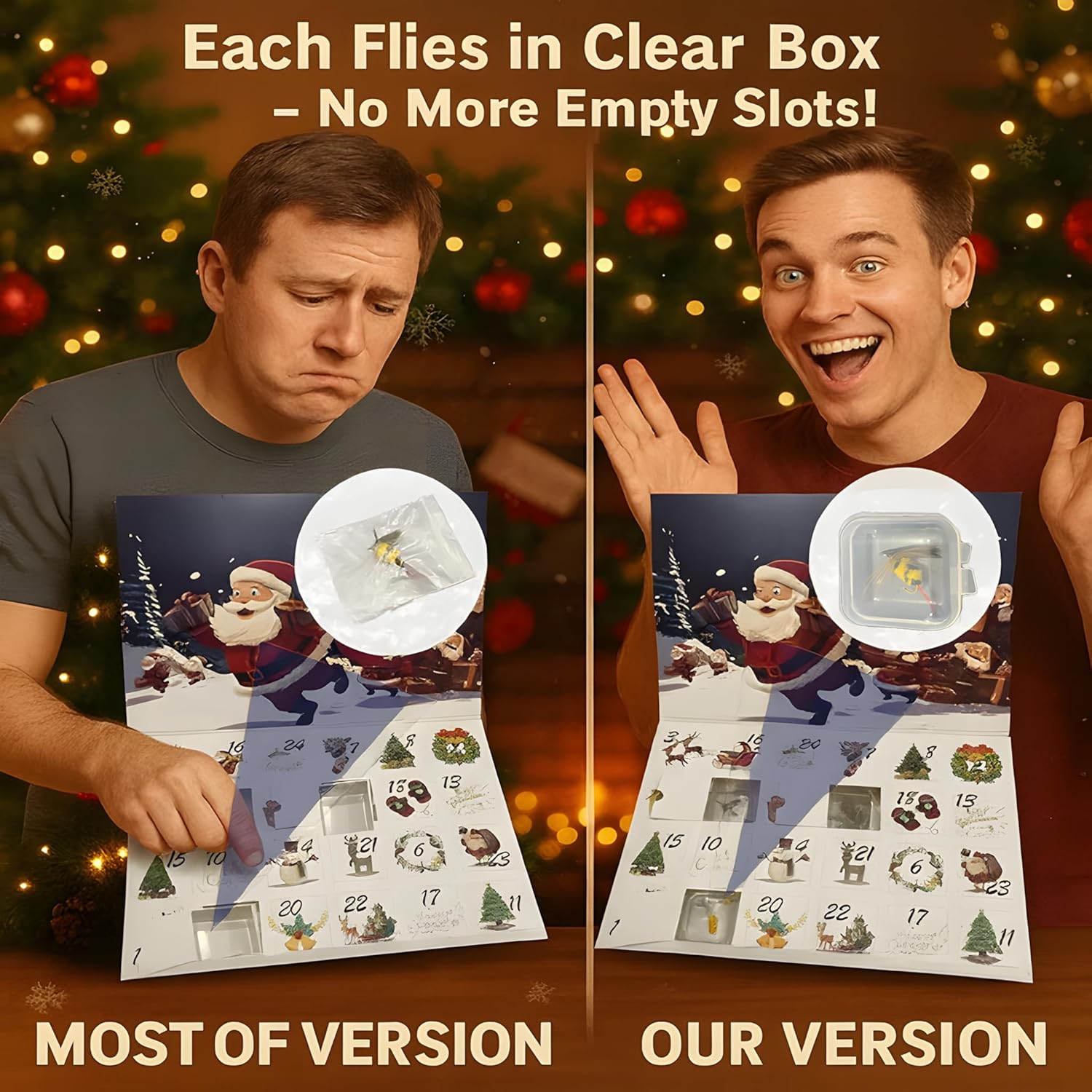 Fly Fishing Advent Calendar 2025 for Men, 24 Days of Fishing Lure Advent Calendar with 24 Individually Boxed Hand-Tied Flies, Fish Christmas Countdown Calendar Gift for Adult Anglers Teens (Classic Green)
