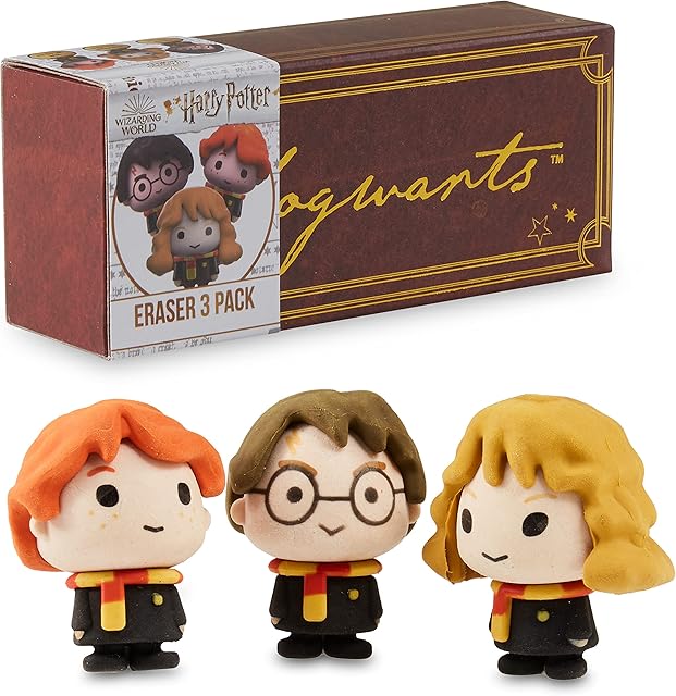 Harry Potter Rubbers Erasers, Kids' Play Action Figures 3 Pack, Harry Potter Gifts for Girls Boys