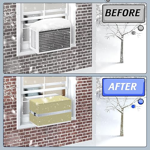 Miniatura 4 de Cubierta de invierno para unidades de aire acondicionado en forma de U, cubiertas de aire acondicionado de ventana al aire libre con correas