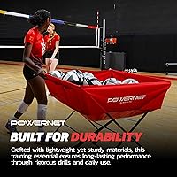 Vista 5 de PowerNet Volleyball Wheeled Cart, Rolling Collapsible Cart for Volleyballs, Portable Hammock Ball Cart, Indoor and Outdoor Multisport Ball Caddy