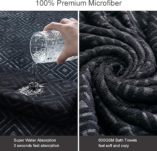 Miniatura 2 de Juego de 4 toallas de baño grandes de 35 x 70 pulgadas, toallas de baño de gran tamaño de 600 GSM, toallas ultra suaves y absorbentes, para baño,