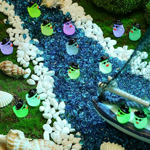 Miniatura 4 de Barydat Mini patos de vaquero de resina con lentes de sol a granel, figuras de pato diminutas luminosas en miniatura, coloridos adornos para