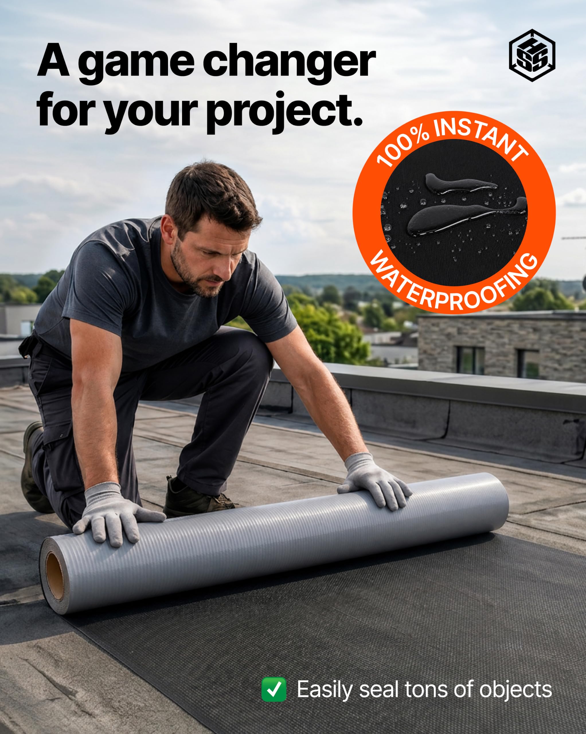 Membrana de techo EPDM EasyStick, reforzada, impermeable, autoadhesiva, membrana de techo (negro, 39 pulgadas x 16 pies)