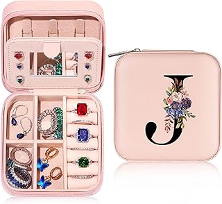 Parima Travel Jewelry Case, Jewelry Boxes for Women Girls Initial J Small Jewelry Box for Women Travel Jewelry Case Small Jewelry Organizer Box Mini Travel Jewelry Case Jewelry Travel Organizer