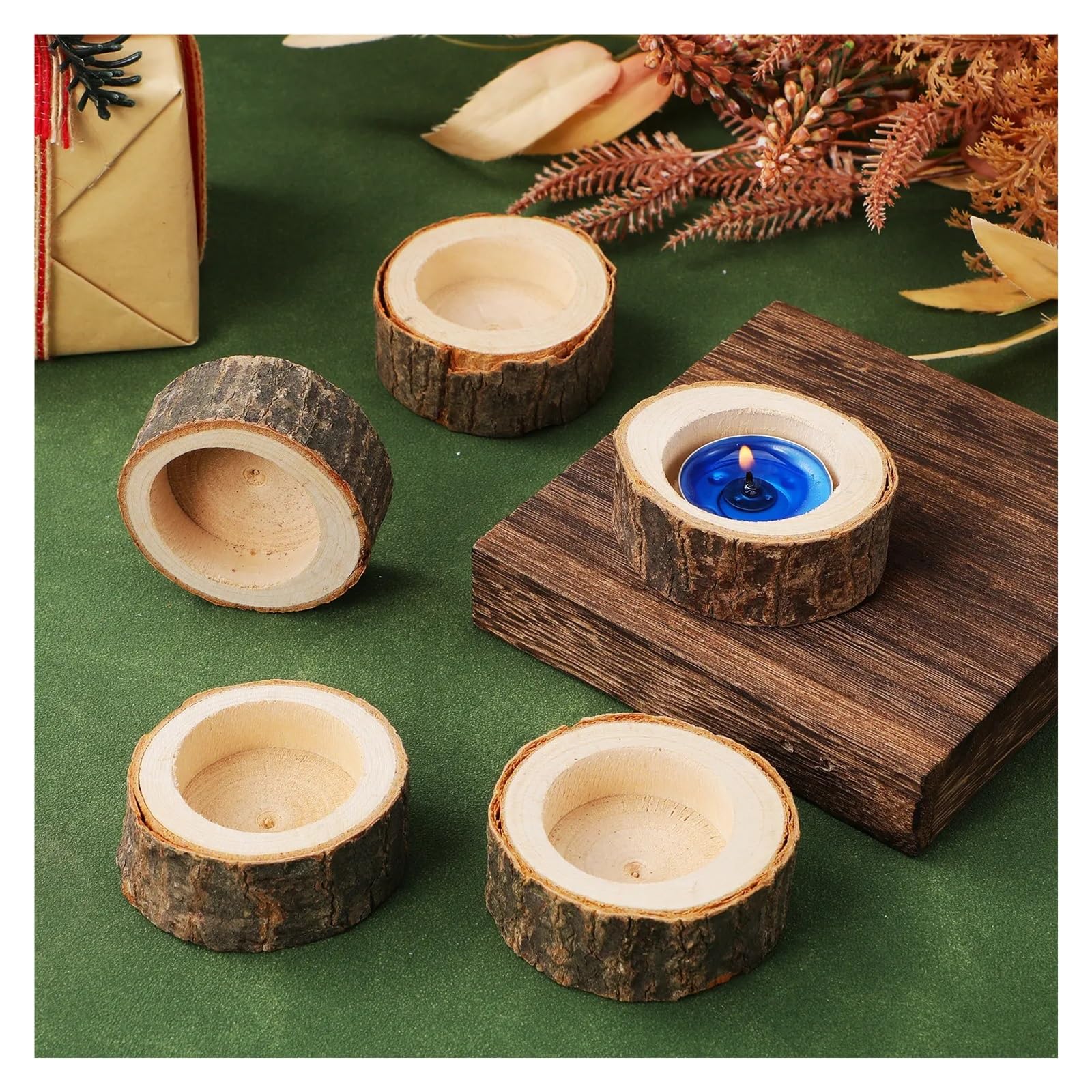 Portacandele in Legno per Matrimonio 24 porta tealight in legno rustico, ceppo di betulla, fette, centrotavola, decorazione for matrimonio, compleanno