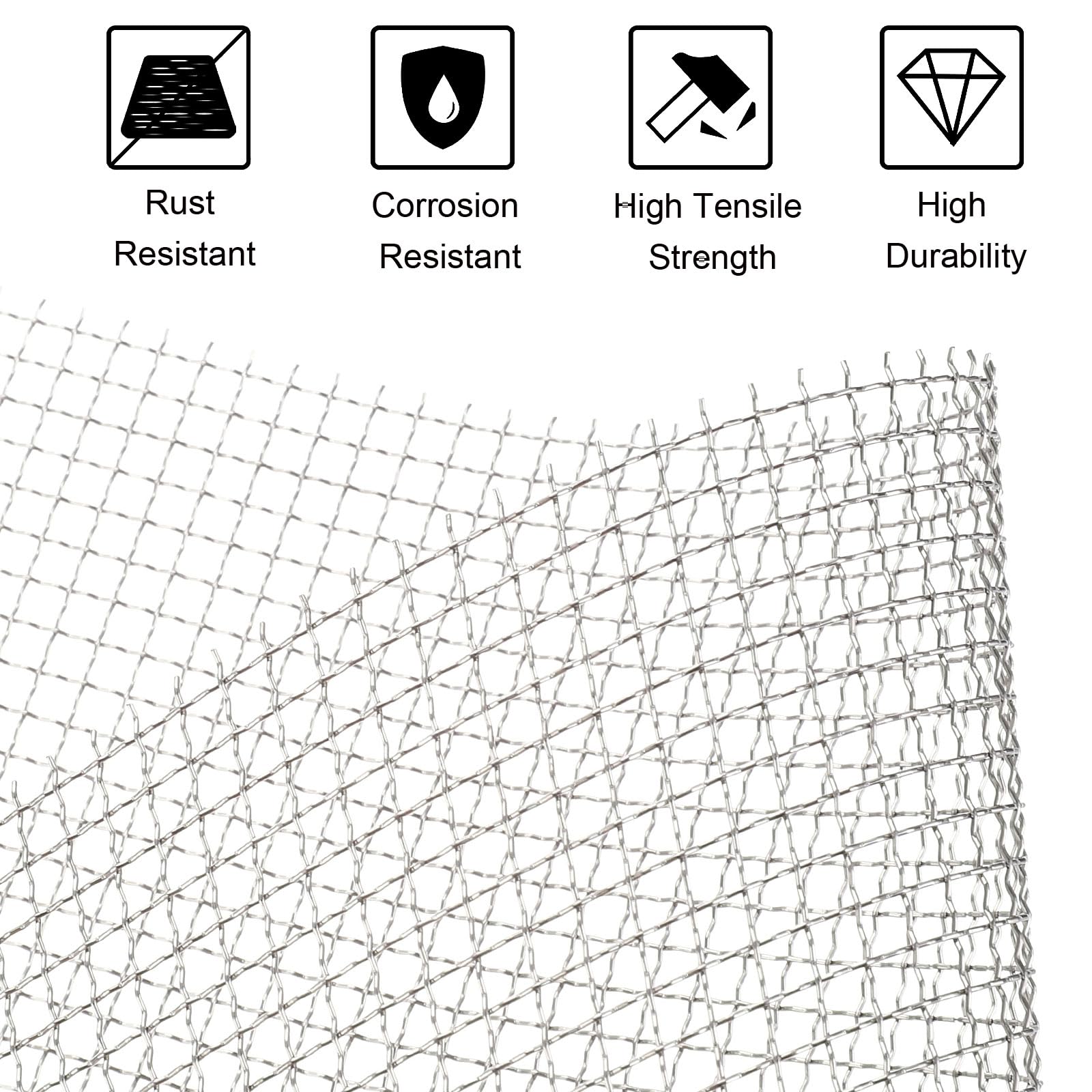 MECCANIXITY 304 Stainless Steel Wire Mesh – 12x8 Inch, 4.5mm Hole, 5 Mesh, 4-Pack, For Garden, Window, Vent Screens
