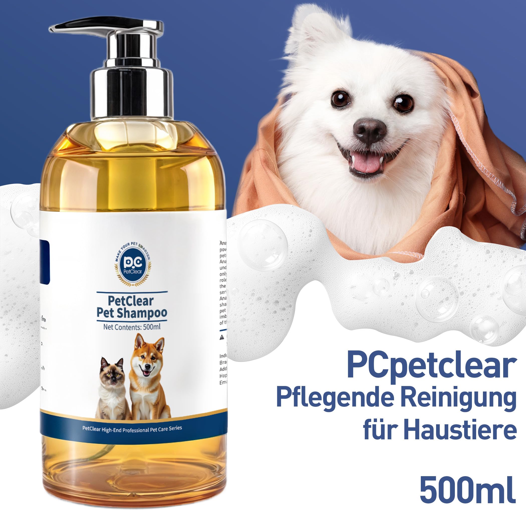 Shampoo per cani, shampoo per gatti, detergente naturale delicato per animali domestici, arricchito con vitamina E per gatti, cani e animali domestici. 500 ml (500 ml x 1)