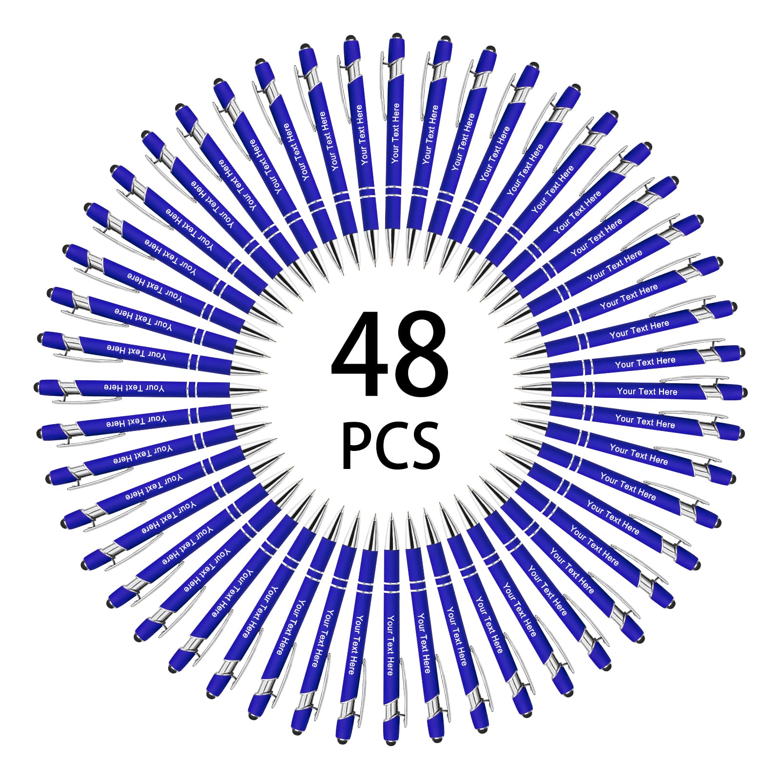 Hapelf Up to 500 Bulk Custom Pens Personalised Engraved Laser Ballpoint Promotional Pens with Names Stylus Tip Retractable Black Ink Pen for Women Men Wedding Christmas 48 Pcs — image 1