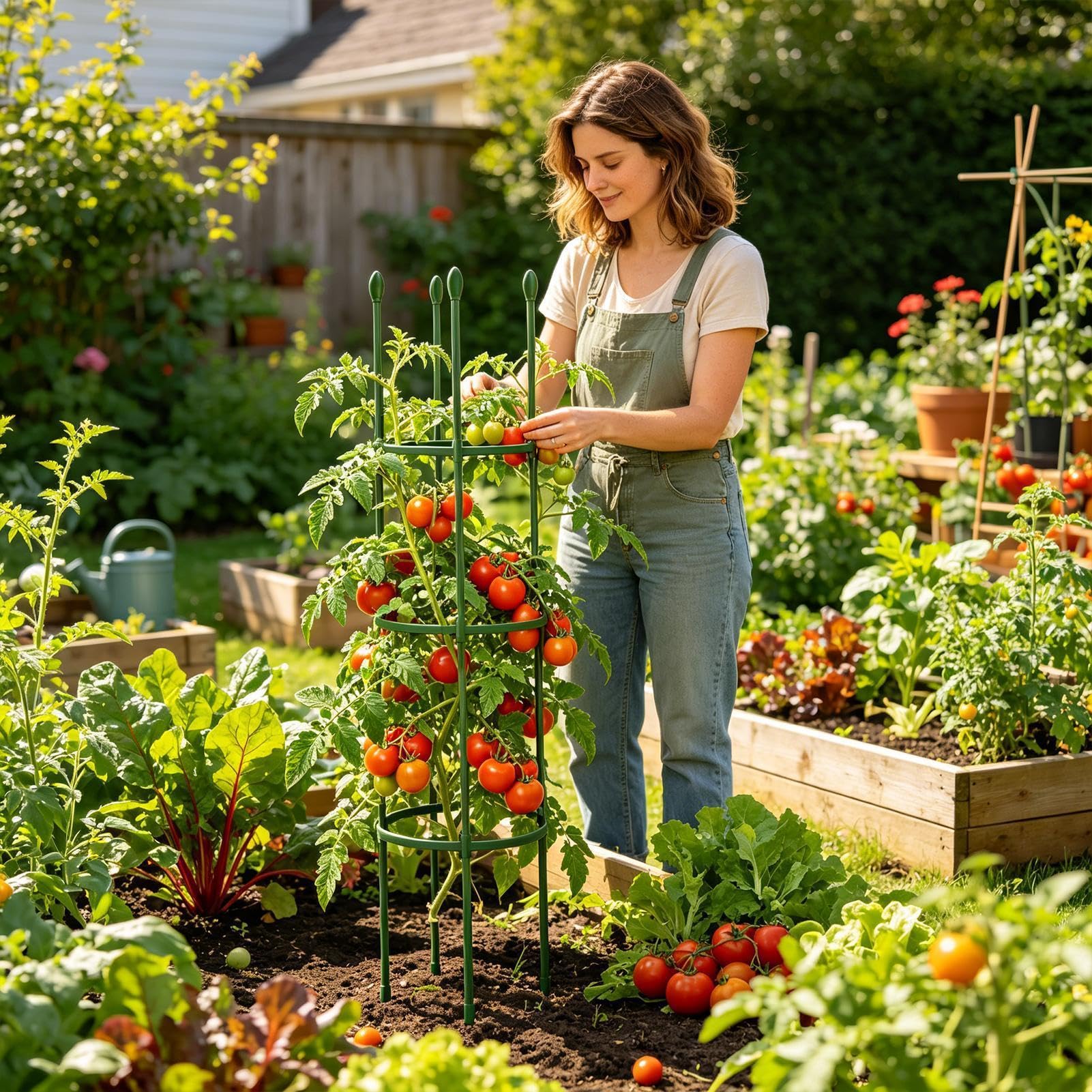Generisch Tomatenkäfige – verstellbare, erweiterbare, robuste Pflanzenstütze, Tomaten-Pflanzkäfig-Gartenpfähle | Für Außenterrasse, Balkon, Hinterhof, Gewächshaus, Gartenarbeit, Blumen, Paprika