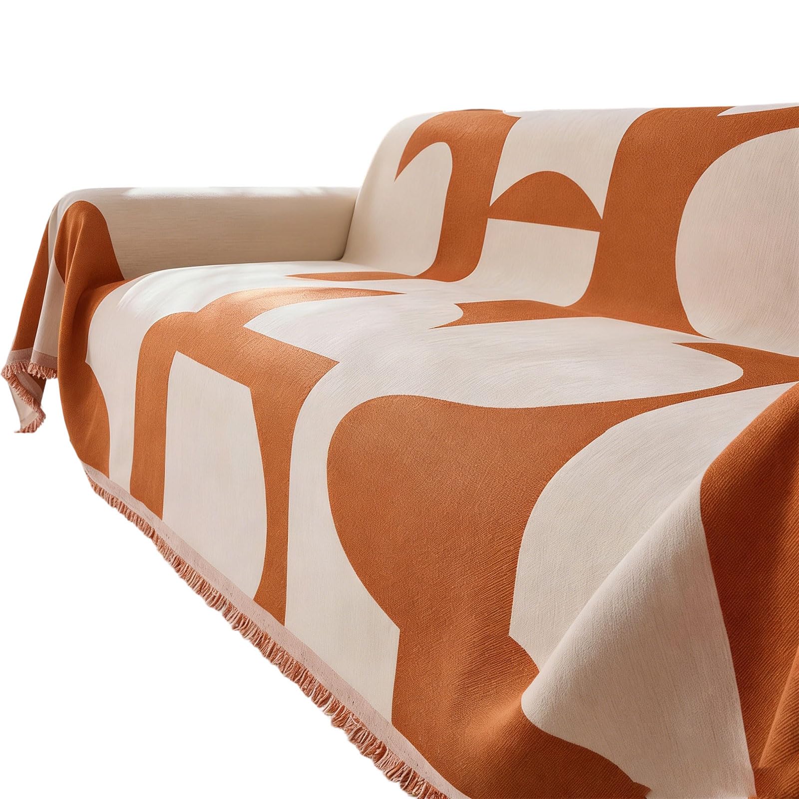 Nucelit Universals Sofa Cover Geometric Pattern Chenilles Fabric Couch Slipcover with Tassels Pet Furniture Protector for Home Use Furniture Protector Sofa Cover