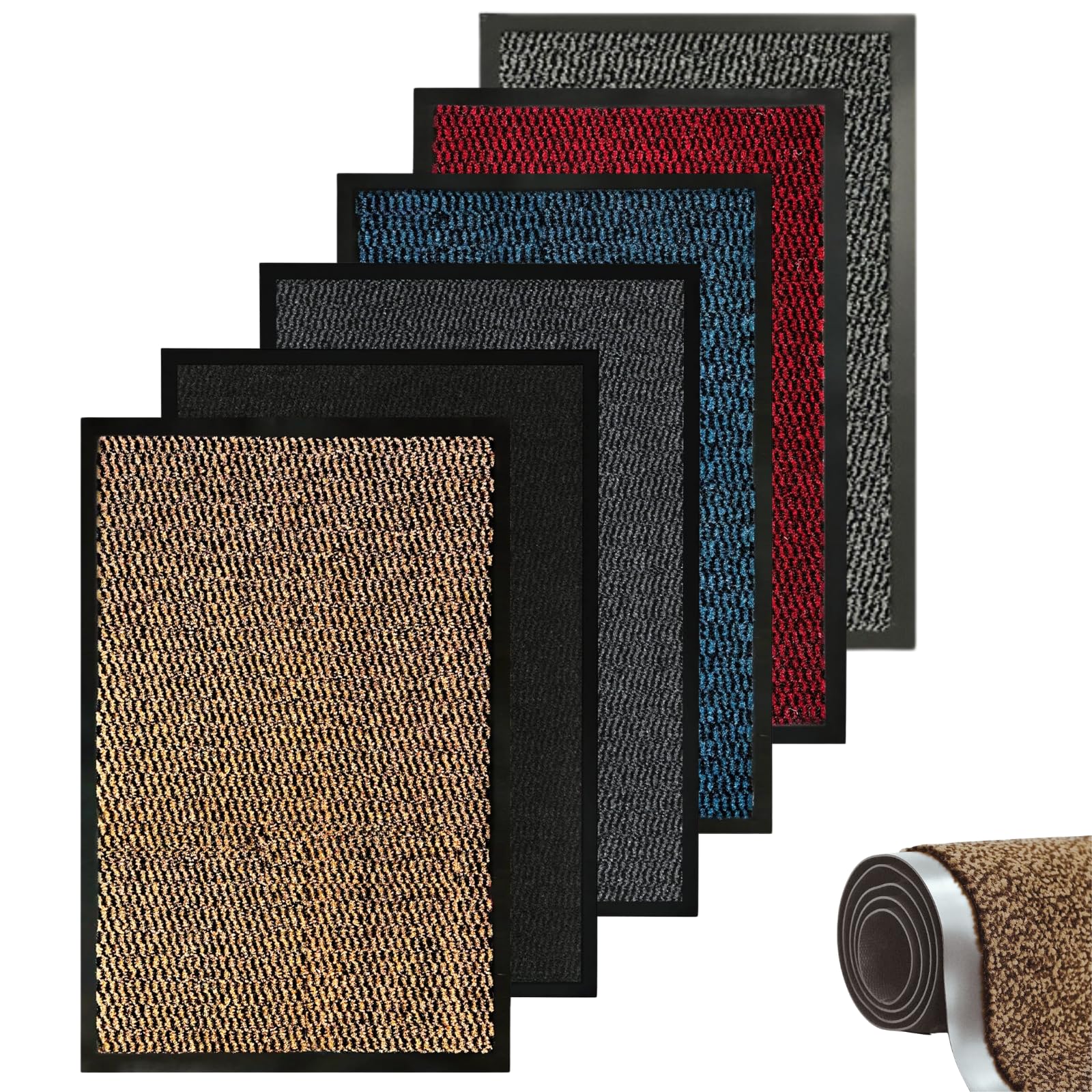 caprican Barrier Mat Heavy Duty Door Mat | Super Absorbent Non-Slip Rubber Backing | Washable Indoor Outdoor Dirt Trapper Rug | Low Profile Entrance Mat Kitchen Hallway & Patio (Brown, 60 x 90 cm)