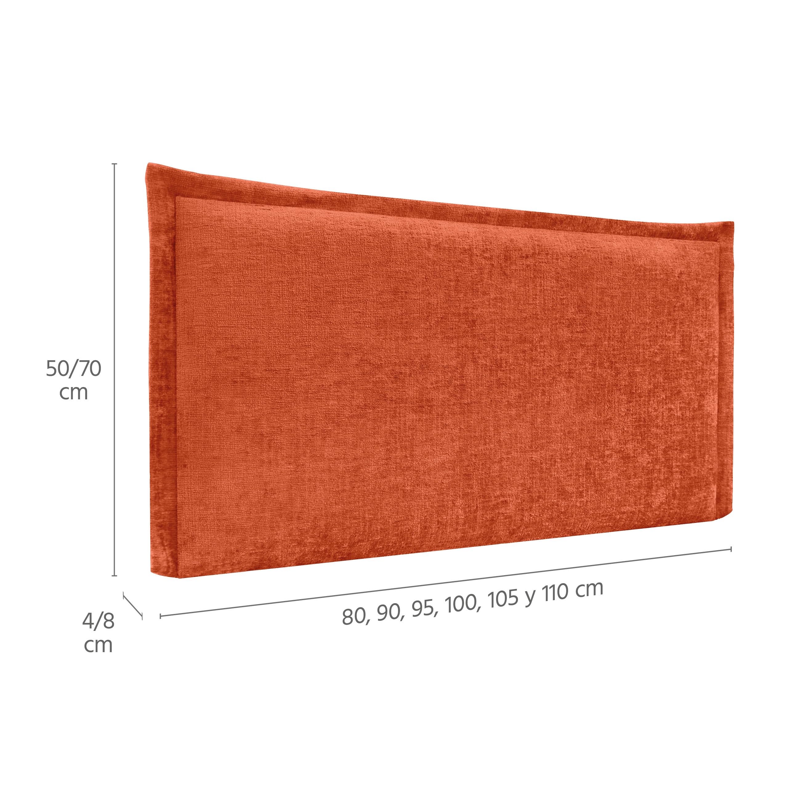 DHOME Cabecero Tapizado de Lana Ecológica Premium con Ribete para Pared Acústicos Absorbentes Cabezal Cama Dormitorio Moderno Top (Naranja, 4cm Gr., 70cm Al., 80cm)