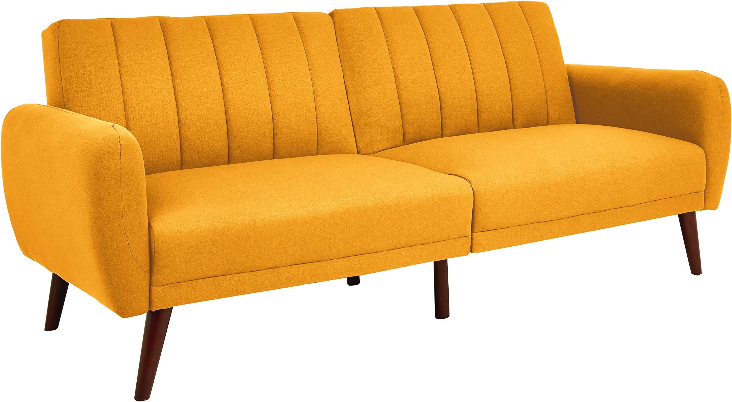 Sunrise Coast Torino Modern Linen-Upholstery Futon with Wooden Legs, Dijon