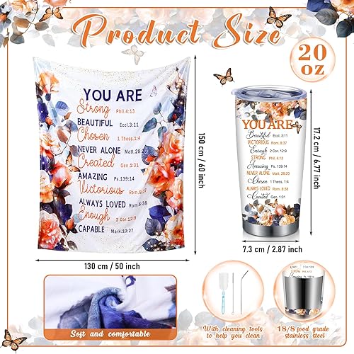 Miniatura 2 de Buryeah 2 regalos cristianos para mujer que incluyen manta de franela de 51 x 59 pulgadas, vaso de acero inoxidable de 20 onzas, regalos religiosos,
