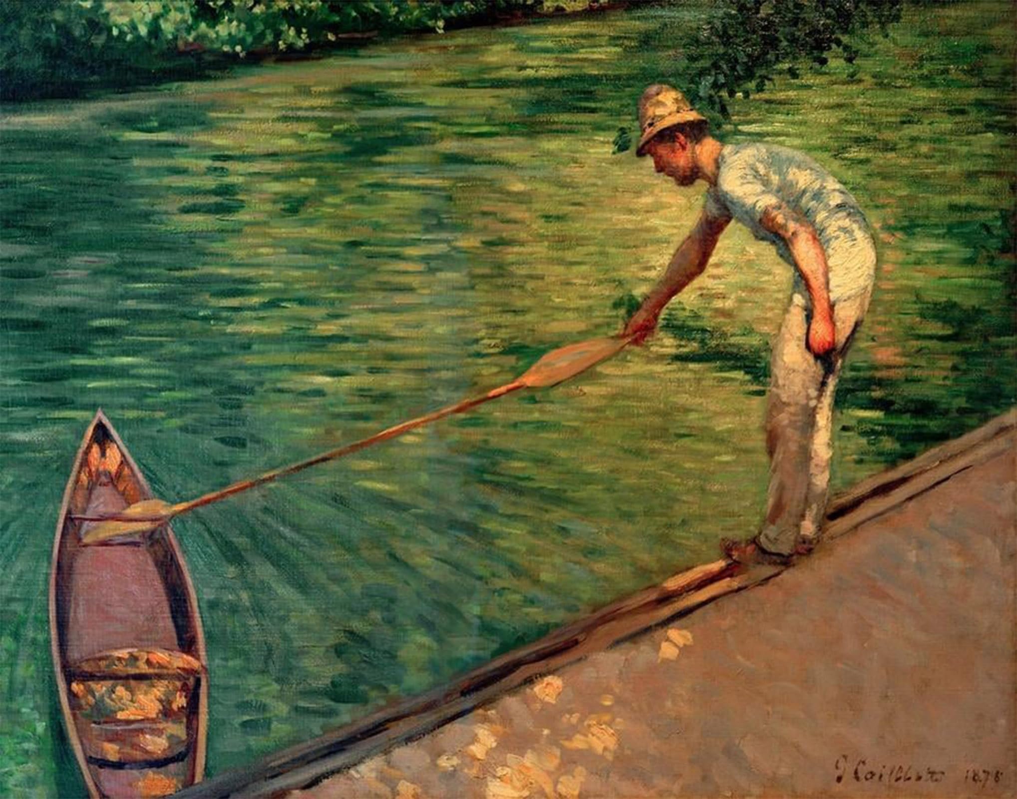 SERENDIPITP Abstract Painting Mural Print Picture Wall Decor Painting Boating bringing back his perch by Gustave Caillebotte Vintage Wall Artwork for Home Decor 60x90cm