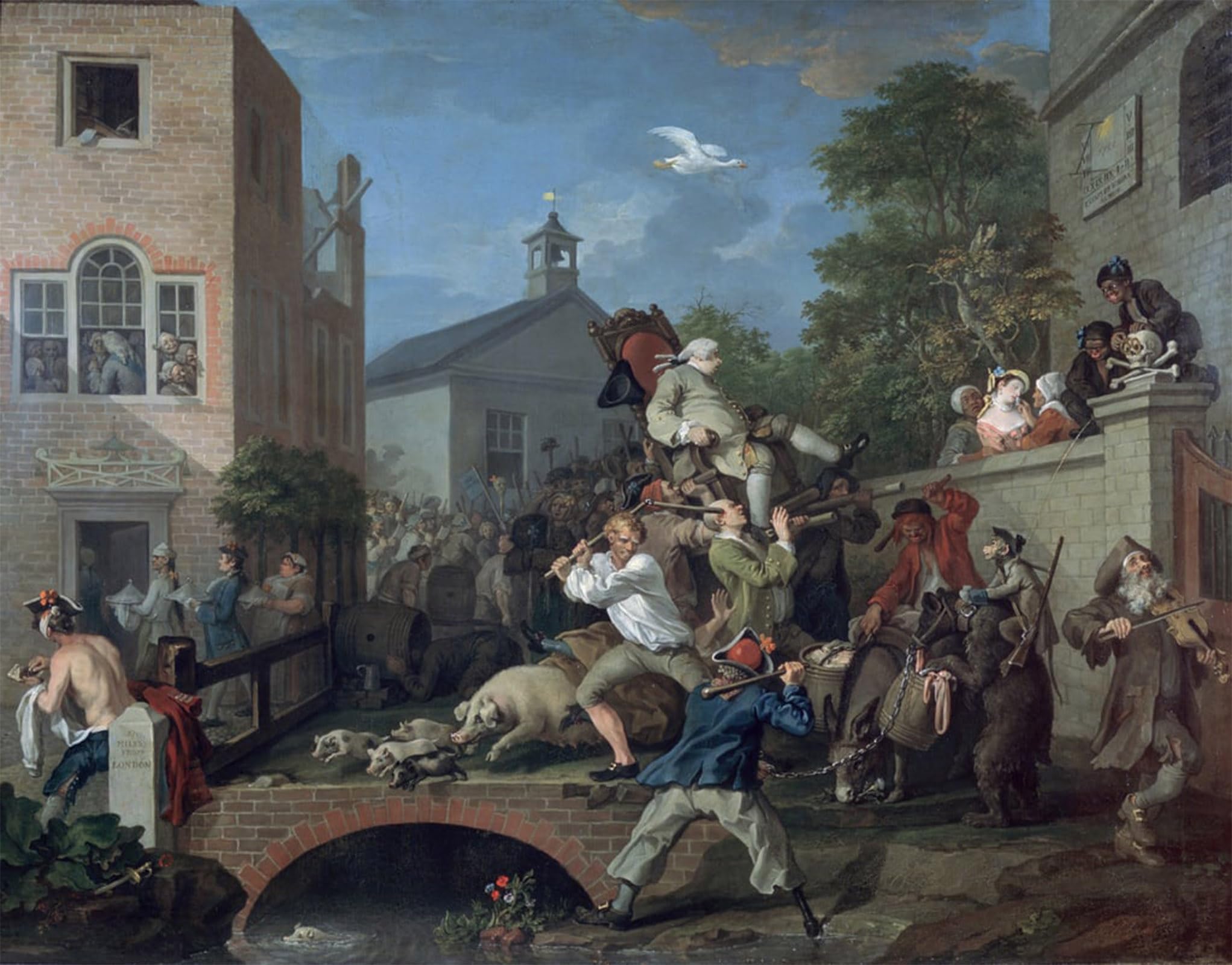ARTXLXXBN Famous Art Print Poster Vintage Wall Art the Election Iv Chairing the Member by William Hogarth Canvas Art Poster for Home Decor 60x90cm
