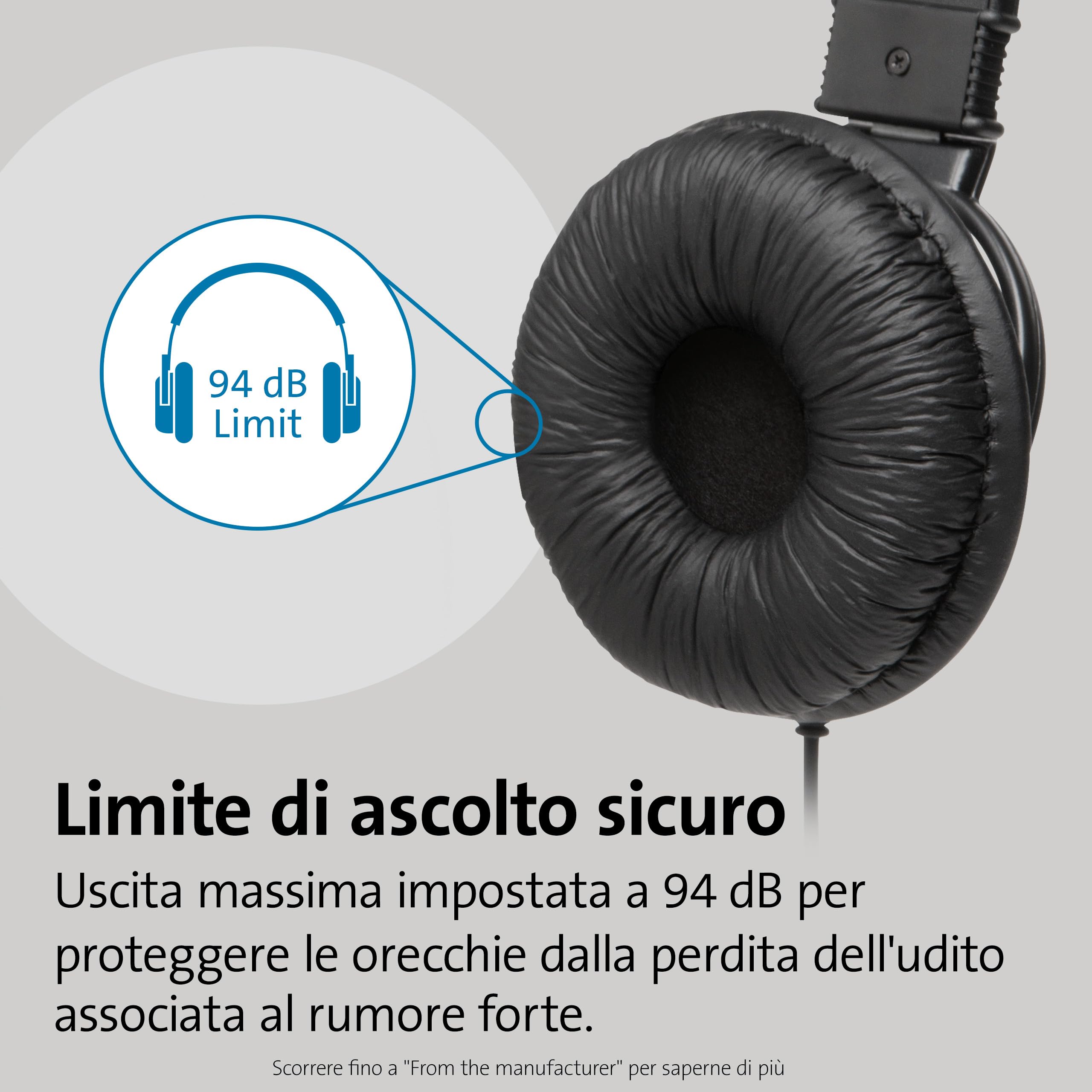 Kensington Cuffie Hi-Fi con Cavo Usb, Microfono con Imbottitura, Opzione di Cancellazione del Rumore Regolabile e Suono Stereo di Ottima Qualità, Nero, K97601WW