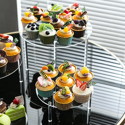 Miniatura 5 de Juego de 8 soportes de acrílico transparente para tartas, 4 tamaños 6 pulgadas, 8 pulgadas, 10 pulgadas, 12 pulgadas, soporte redondo para cupcakes