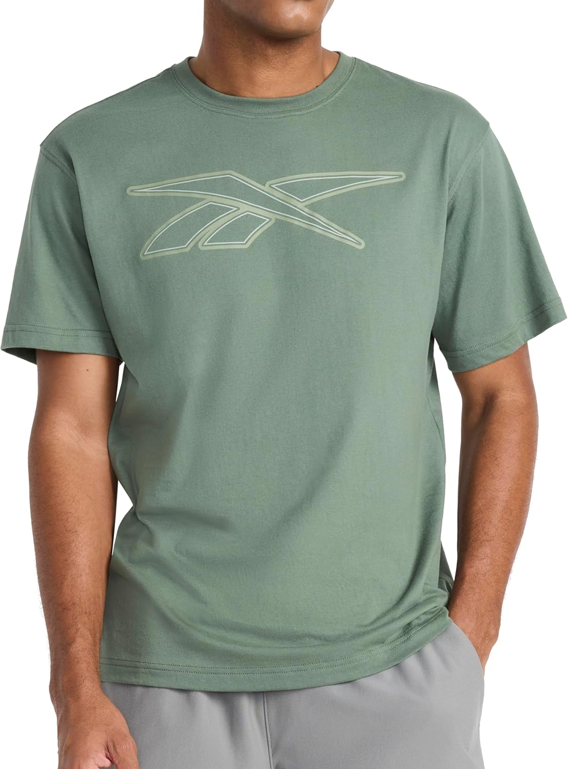 Reebok Mens Short Sleeve Graphic Crewneck T-Shirt, Standard Fit, Lightweight Cotton-Poly Fabric