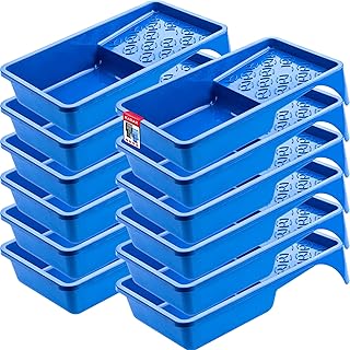 KADAX Farbwanne, Farbschale aus Kunststoff, Maler Lackierschale für Wandfarbe, Lackierwanne mit kleinem Griff, Malerzubehör, Lackwanne, Malerbedarf, Lackschale (12, blau)