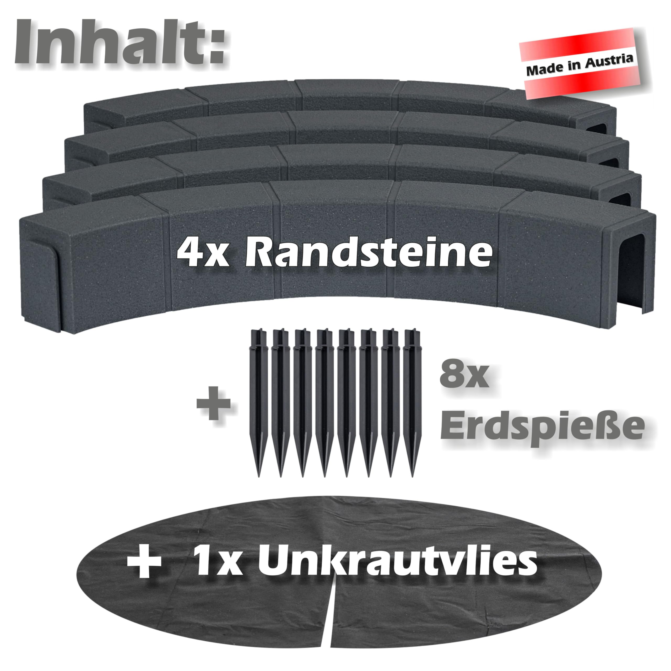 Original rasenTEC Baumeinfassung Baumumrandung Baumring Baumkante Rasenkante in Steinoptik (dunkelgrau)