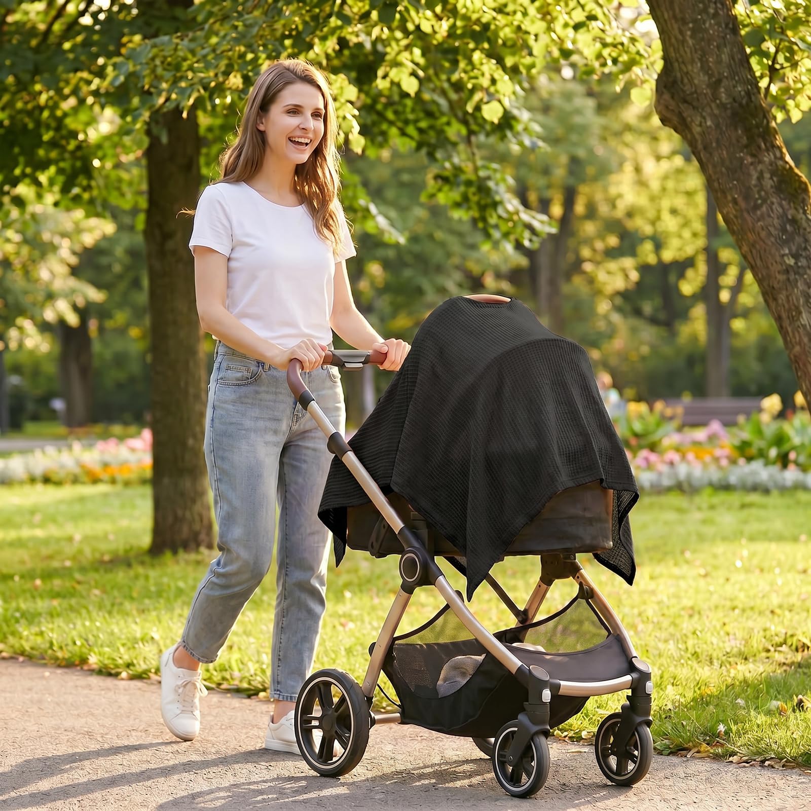 Stilltuch für unterwegs, Stillschal Still Tuch Atmungsaktiv Breastfeeding Nursing Cover, 360° Sichtschutz Stillschal für unterwegs Decke (Schwarz)