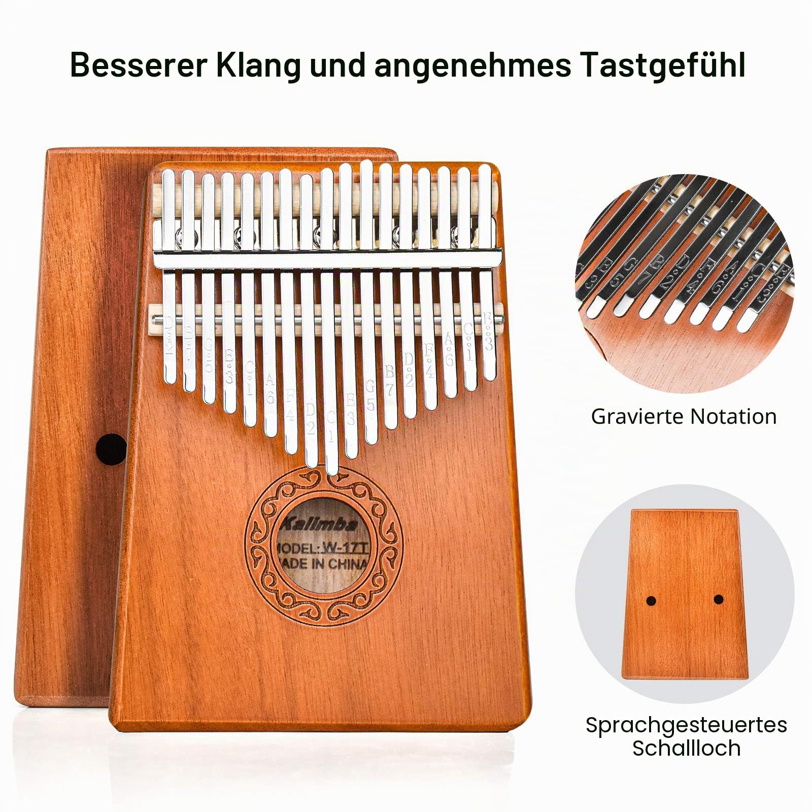 Daumenklavier Kalimba Instrument Kaufen Marimba 17 Keys Schlüssel Calimba Kanun Instrument Kinder Musikinstrumente Erwachsene mit Schutzhülle und Zubehör