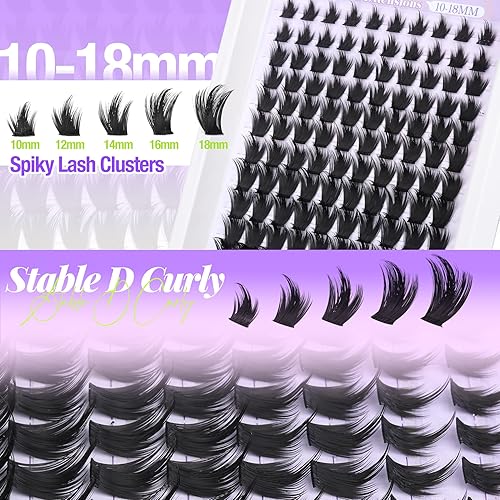 Manga Lash Clusters Natural Spiky Lash Extension Invisible Band Spikes Anime Eyelash Clusters 10-16mm DIY Wispy Individuals Lashes 132Pcs Fairy Eyelash Extension Clear Band(06 Anime)