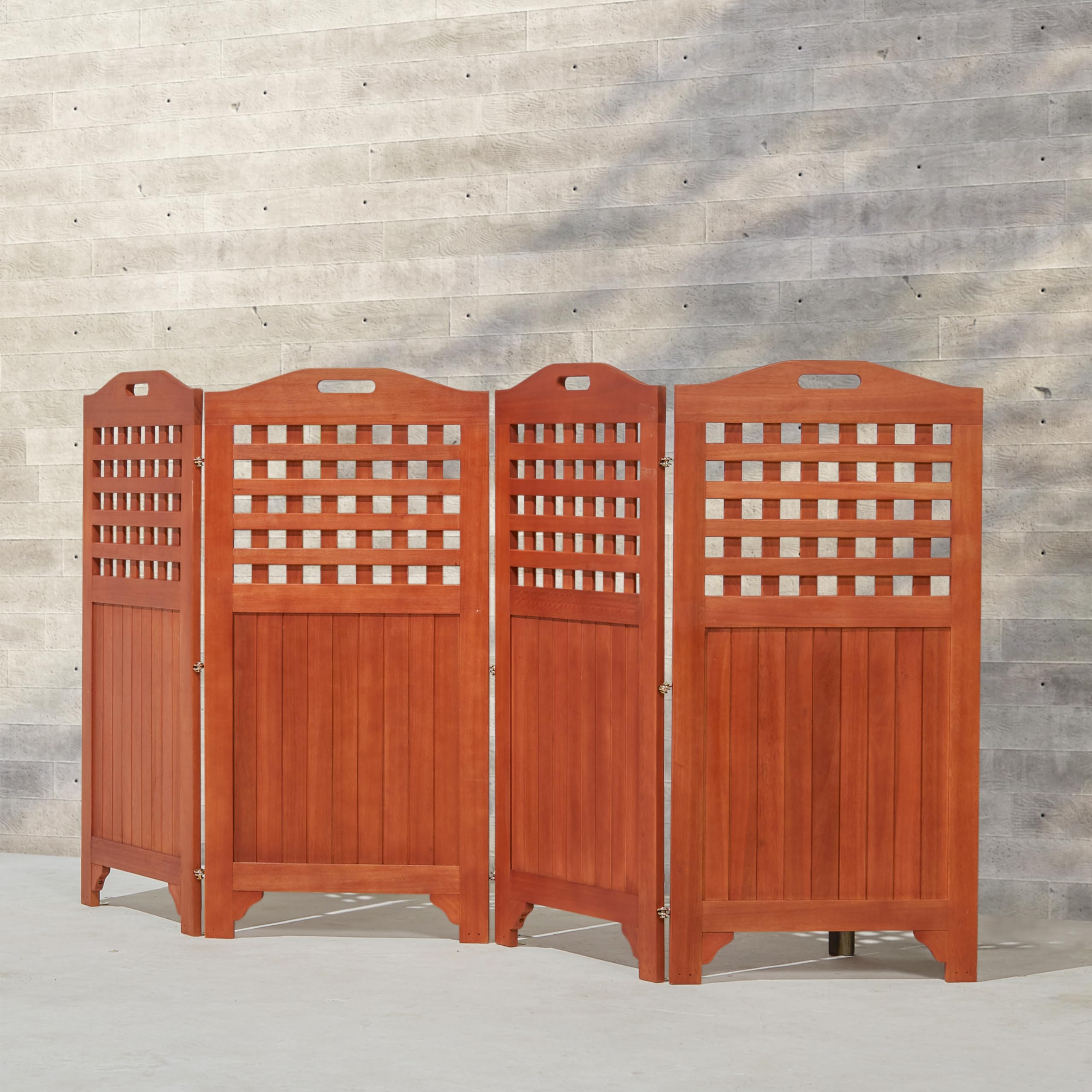 GOWE Carlton Reddish Brown Wood Privacy Screen with 4 Panels - 46