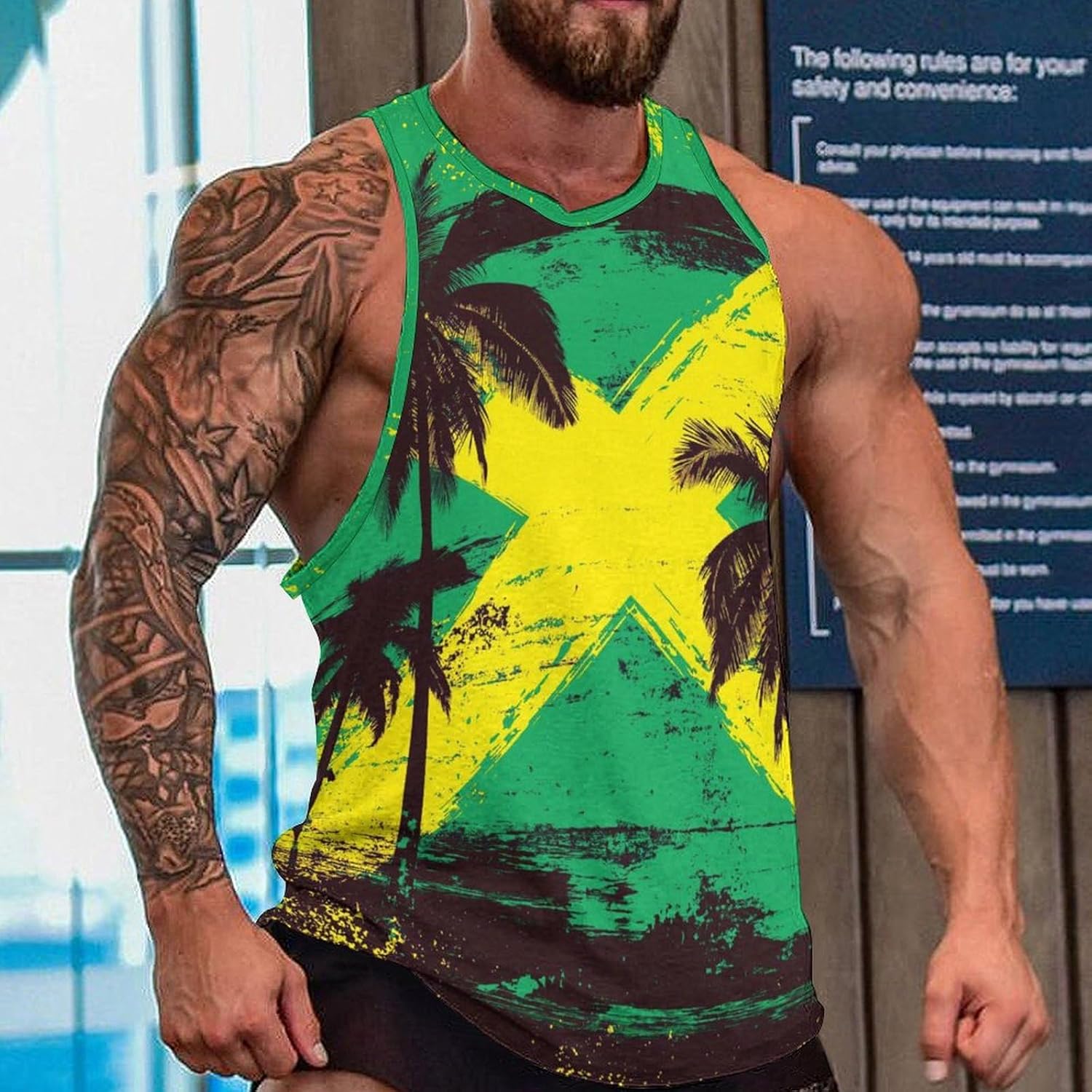 joo meryer Jamaica Flag Tank Top for Mens Vintage Jamaican Shirts Crew Neck Sleeveless T-Shirts - Image 2