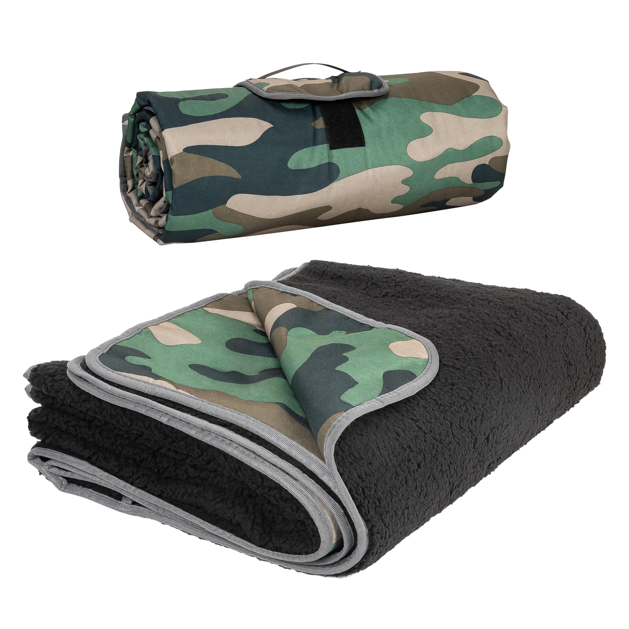 Tirrinia Waterproof Outdoor Blanket With Sherpa Lining, Blue White