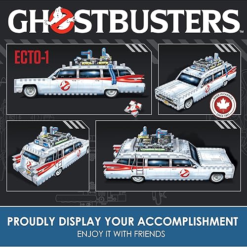 Miniatura 7 de Wrebbit3D Ghostbusters - Rompecabezas 3D modelo de Ecto 1 | 280 piezas de rompecabezas | Construye el icónico ectomóvil de coche y busto fantasmas