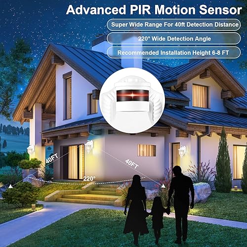 Miniatura 3 de XANGQAN Paquete de 2 luces de pared negras con sensor de movimiento para exteriores iluminación exterior del atardecer al amanecer linterna
