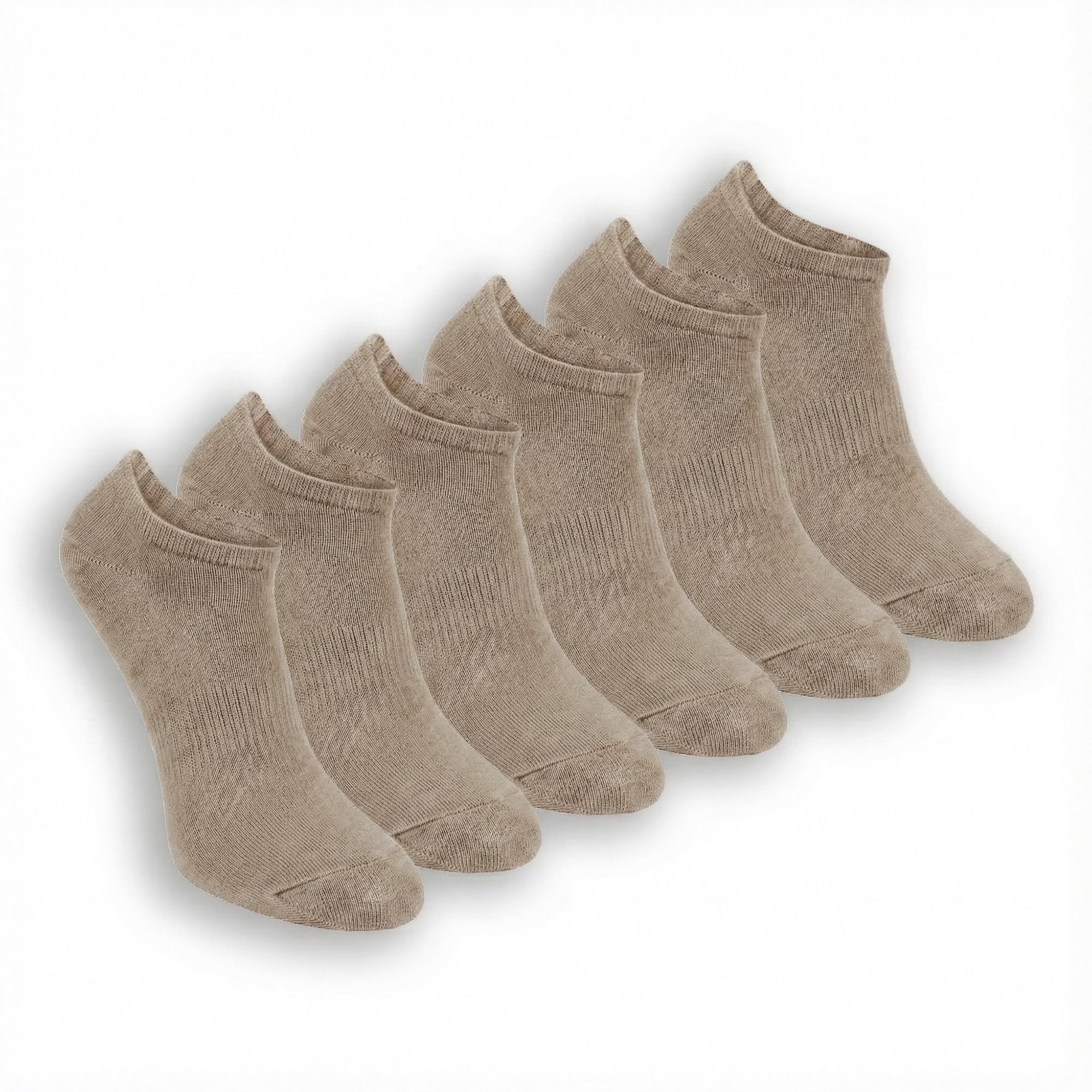 6 Paar No Show Socken mit Rutschfester Y-Ferse für Damen und Herren aus Bambus Atmungsaktive Unsichtbare Sneaker Socken für Alltag und Arbeit Schwarz, Weiß und Beige 35-38, 39-42, 43-46