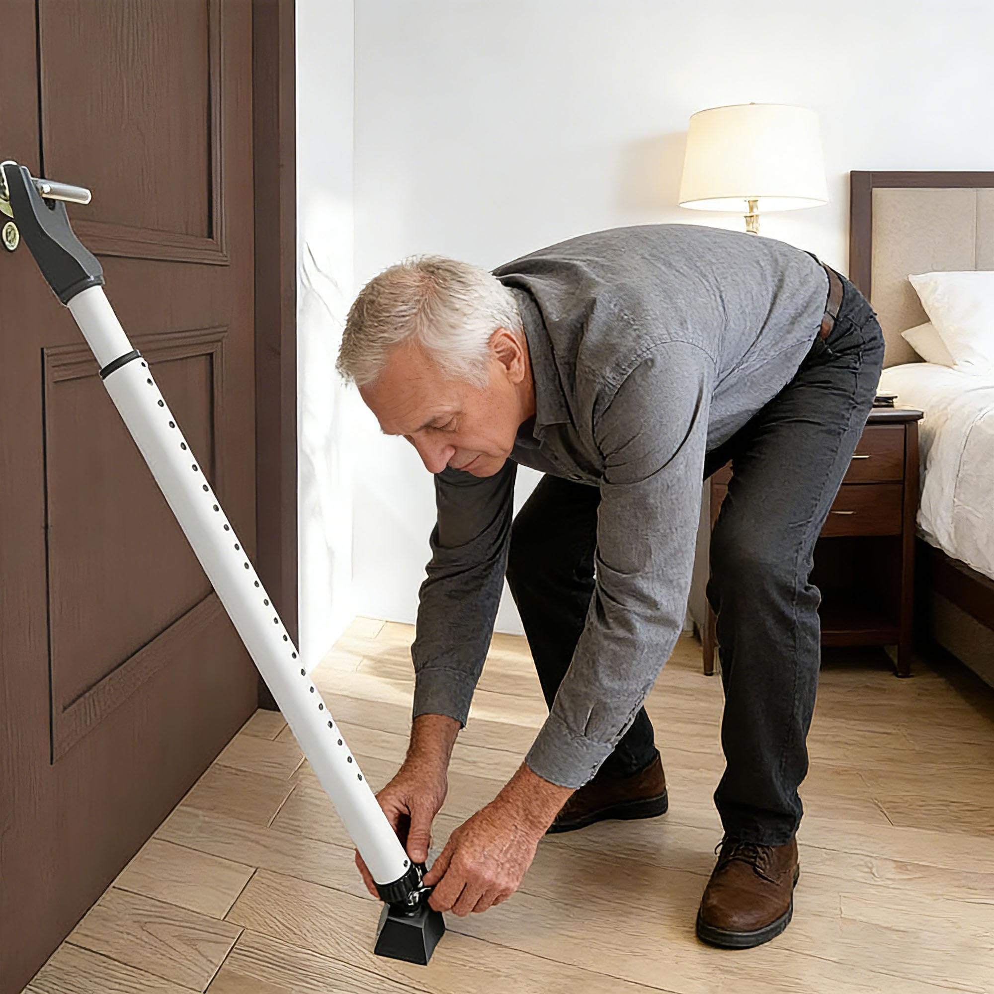 Palo Della Porta Superiore Resistente, Blocca Porta, Blocca Porta Antintrusione, Chiavistello, Regolazione Telescopica, Antiscivolo e Anti-Collisione, Adatta a Varie Porte In Hotel,Uffici e Case