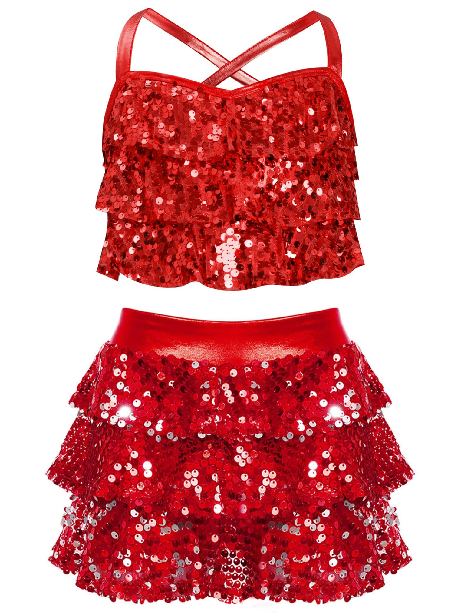 Freebily Justaucorps Gymnastique Ballet Enfant Fille Ensemble Tenue Danse Jazz Disco Haut et Jupe Short Danse Moderne Performance