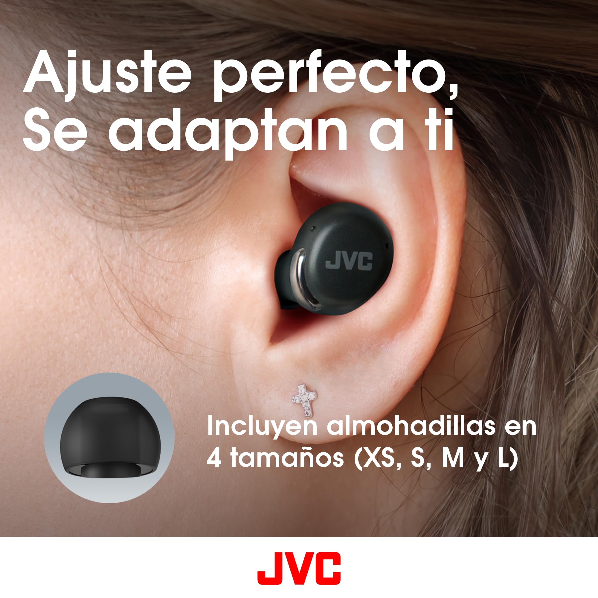 JVC Auriculares Inalambricos Bluetooth | 27 Horas de batería | Ultraligero | Auriculares Bluetooth Cancelación Ruido y Modo Corte de Viento | Resistente al Sudor | Audifonos Inalambricos - HA-A30T2