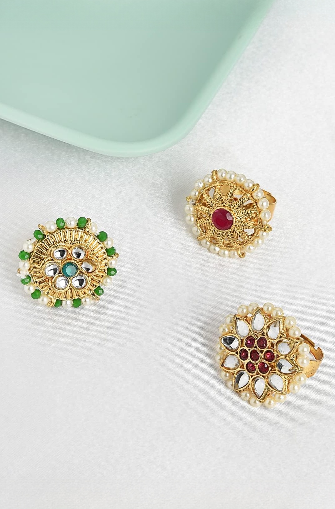 Combo Of 3 Traditional Adjustable Finger Ring For Women-ZPFK8732