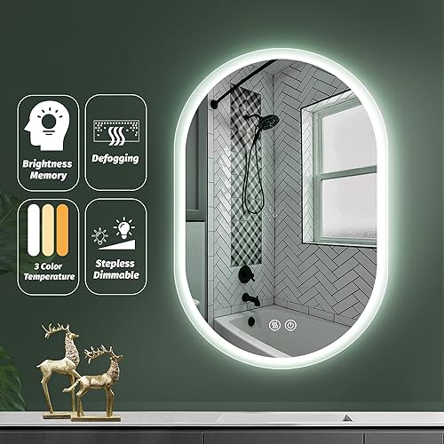 Miniatura 10 de Espejo con luz para maquillaje Espejo de tocador con luces espejo Hollywood ajustable 3 ajustes de luz de color pantalla táctil espejo de baño